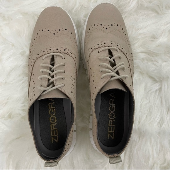 Cole Haan “Zerogrand” Wingtip Oxford Sneakers, Beige and White, Size 6.5 - Picture 3 of 8